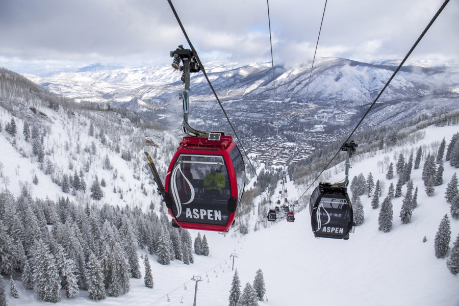 Wintersport in Aspen in Colorado, Amerika.